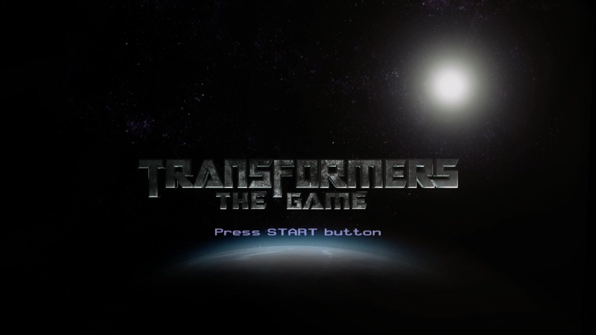 Transformers: The Game title screen for Xbox 360
